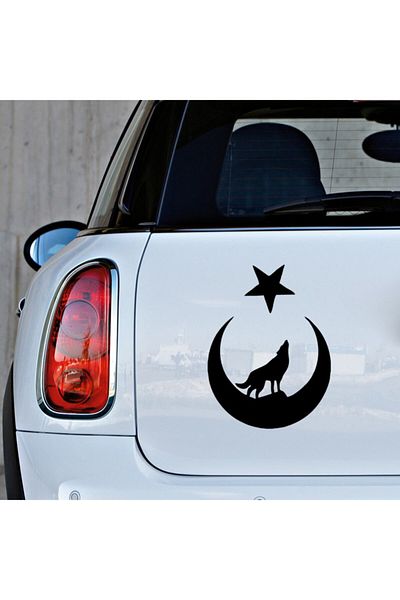 New Jargon Autocolant pentru mașină modificată Wolf on Crescent and Star 35cm - Negru