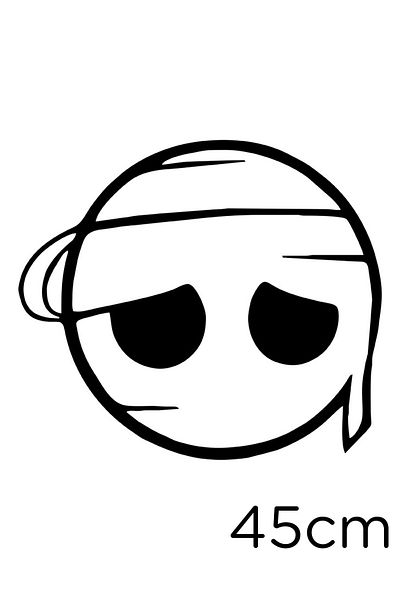New Jargon Cap trist Cap înclinat Legat Emoji Autocolant Lipire 45cm - Negru