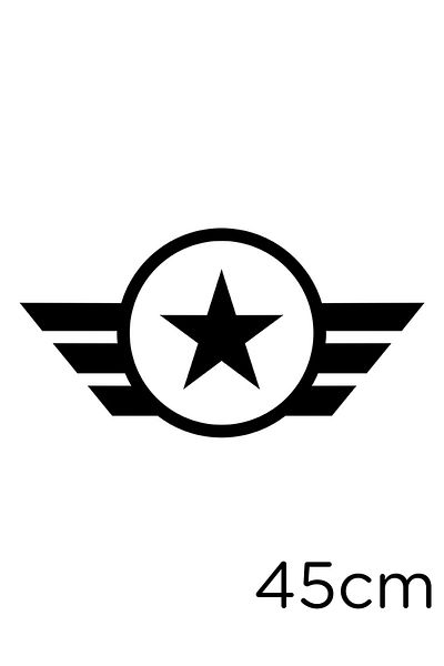 New Jargon Etichetă de lipire autocolant Army Star cu efect de aripă dreaptă 45 cm - negru