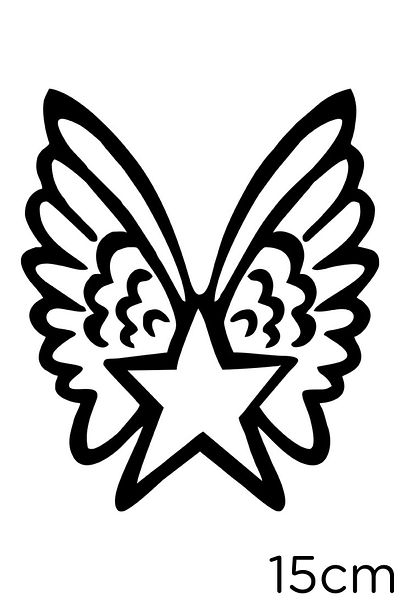 New Jargon Autocolant pentru mașină Black Star Star Winged - 15 cm Lipire