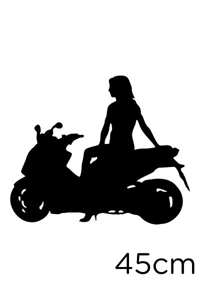 New Jargon Autocolant Femeie Așezată Pe Motocicletă pentru Vehicul și Perete 45cm - Negru