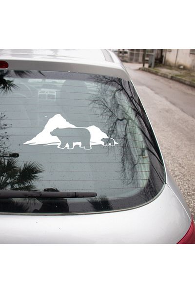 New Jargon Autocolant Mama și Copilul Urs Polar Lipire 45cm - Alb