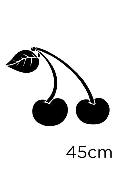 New Jargon Autocolant de perete cu două cireșe cu o frunză 45 cm - negru