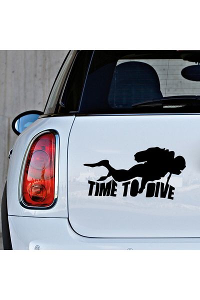 New Jargon Time To Dive And Diver Autocolant Lipire 45cm - Negru