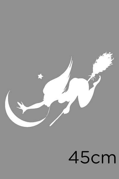 MIGNATIS Vrăjitoare Super Gel Flying Towards the Moon Sticker pentru Auto Vehicul și Perete 45 Cm - Alb