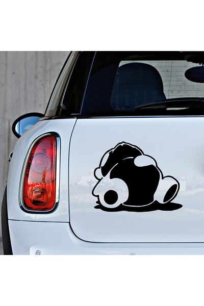 New Jargon Autocolant Panda râzând pe pământ 45cm - Negru