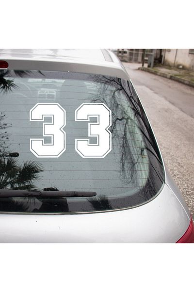 MIGNATIS Autocolant Număr Număr 33 Lipire cu Contur Exterior 45 Cm - Alb