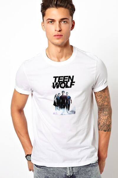 QIVI Teen Wolf Android Štampano Beli Muškarci Pleteno Majica T-shirt T-shirt