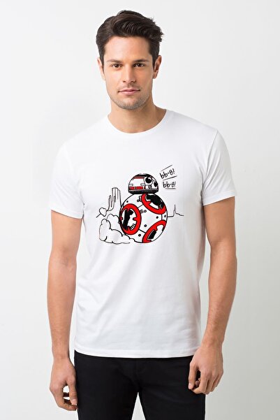 QIVI Star Wars BB8 Felt Štampano bela muška Pleteno majica