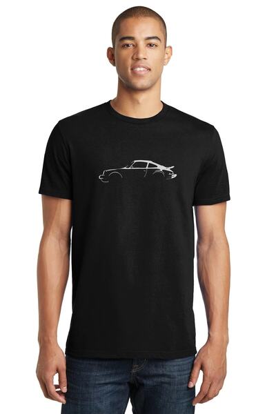 QIVI Мъжка плетена тениска Silhouette Porsche 911 с щампа в черно