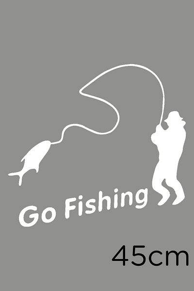 New Jargon Let's Go Fishing Text Sticker Etichetă de lipire 45cm - Alb