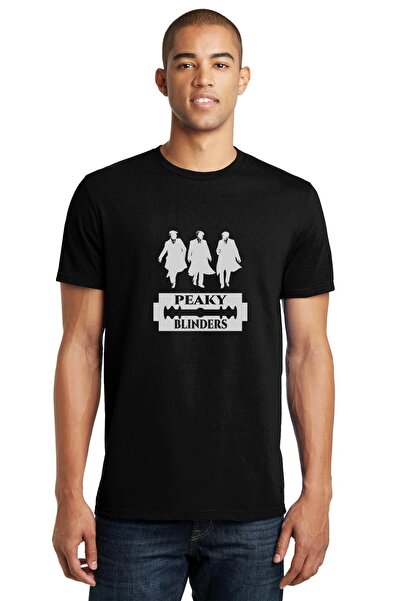 QIVI Peaky Blinders Tommy Shelby Razor Štampano crna muška Pleteno majica