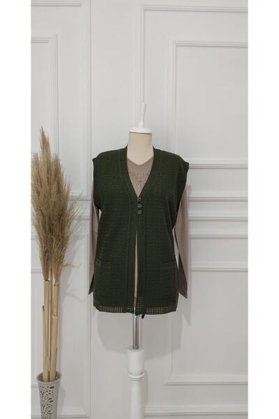 nacar çarşı Women's Khaki Thin Knitwear Vest