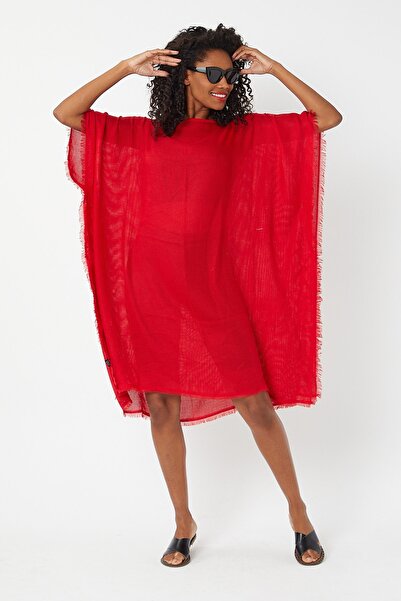 Daisy Accessory Kadın Kırmızı Pamuklu Plaj Elbisesi