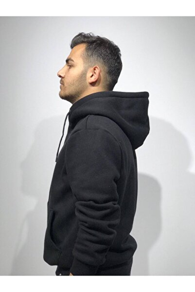 MRT WEAR Erkek Siyah Kapüşonlu Sweatshirt