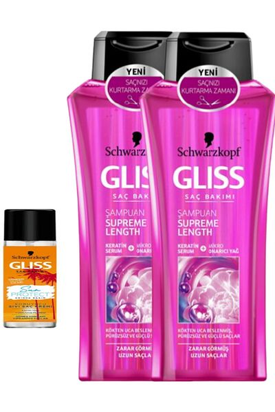Gliss Schwarzkopf Supreme Length 400ml 2-Pack Hair Care Cream - Sun Protection