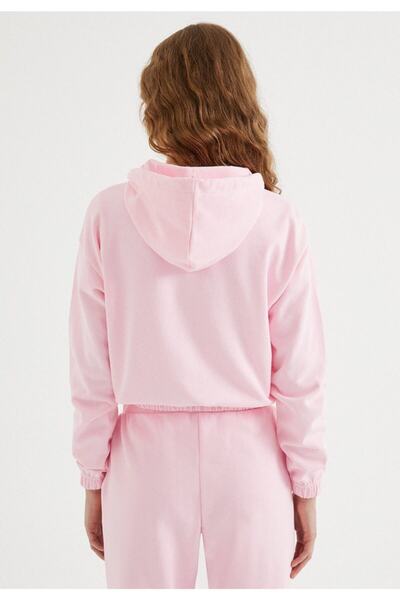 WESTMARK LONDON Women's Pink Regular Fit Zippered Hoodie Enjoy Cropped Zip