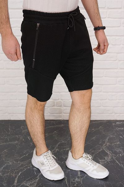 DYNAMO Men's Black Plus Size Shorts with Elastic Waist Pockets & Bermuda Textured Sports Fabric