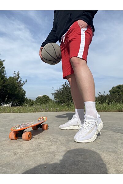 AUST JEANS Men's Red Striped Combed Cotton Shorts