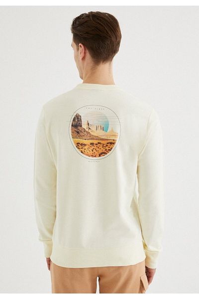WESTMARK LONDON Мъжки суитшърт с кръгло деколте в екрю цвят