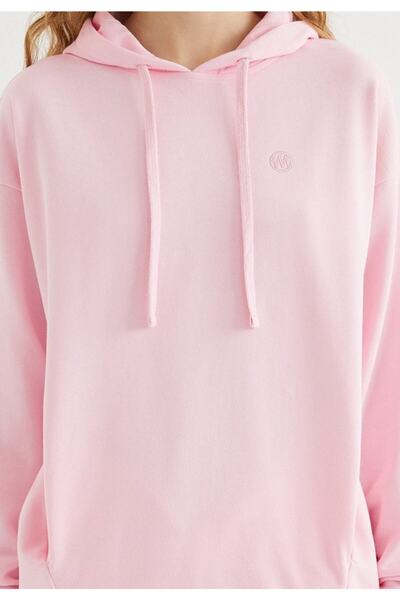 WESTMARK LONDON Women's Pink Oversize Fit Hooded Sweatshirt