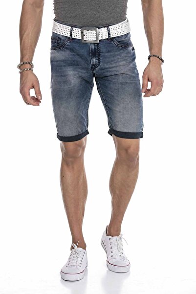 Cipo&Baxx Dokulu Basic Mavi Erkek Kot Şort Ck230