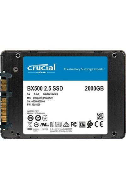 Crucial Crucıal Bx500 2tb 540/500mb/s 2.5" Sata 3.0 Ssd Ct2000bx500ssd1