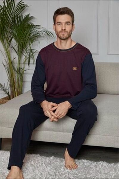 KLY Ανδρική πιτζάμες Claret Red Crew Neck 7128