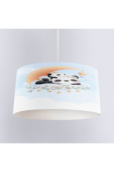 Osso Halı Osso Sleepy Panda Bear Moon Star Patterned Children's Baby Room Pendant Lamp Chandelier