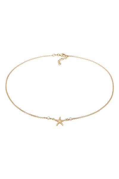 ELLI Halskette Choker Seestern Zuchtperle Beach 925 Silber vergoldet
