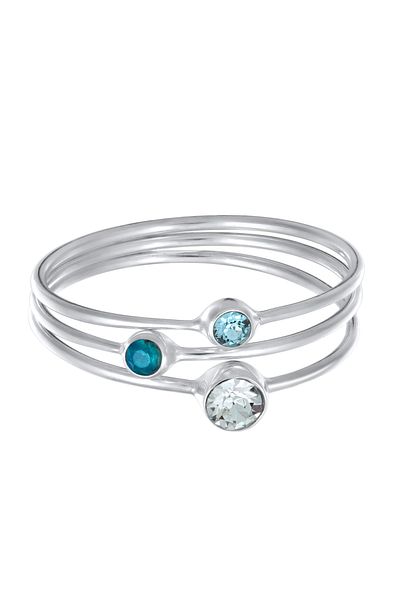ELLI Zart Crystal 925 Silberring – 3er-Set, stapelbar
