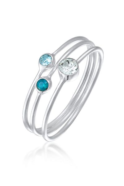 ELLI Zart Crystal 925 Silberring – 3er-Set, stapelbar