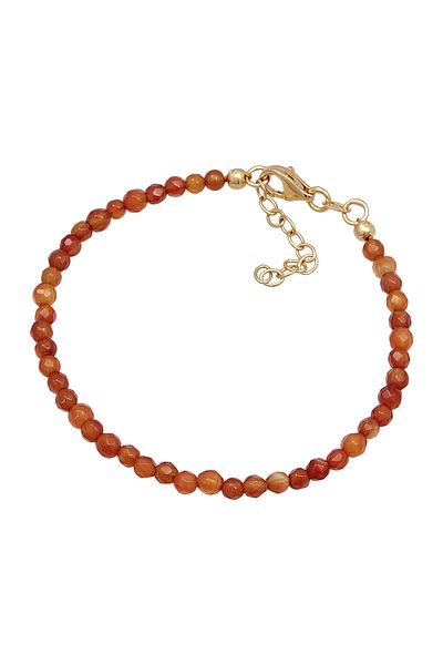 ELLI Armband Damen Perlenschimmer mit Achat Kugeln braun in 925 Sterling Silber vergoldet