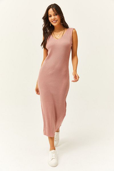 Olalook Női Dusty Rose Top Crop pulóver alsó pántos ruha kötöttáru öltöny TKM-19000176