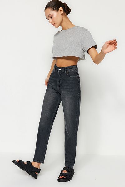 Trendyol Collection Black High Waist Mom Jeans TWOSS24JE00026