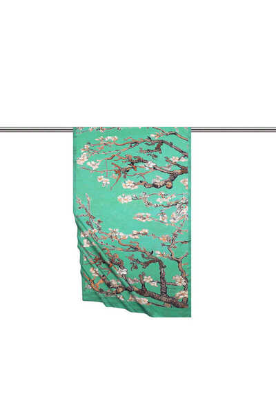 Bursa İpek Μεταξένιο σάλι με λουλούδια πράσινου αμυγδάλου