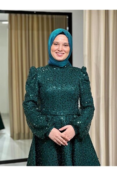 Kaleiçi Yıldızlar Yıldızlar Kadın Tesetttür Pul Payet Midi Boy Nişan Abiyesi ...