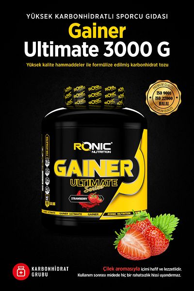 Ronic Nutrition Gainer Mass Ultimate 3000 G Carb Powder to Help Weight Loss (STERLESS AROMAL) Hd-05
