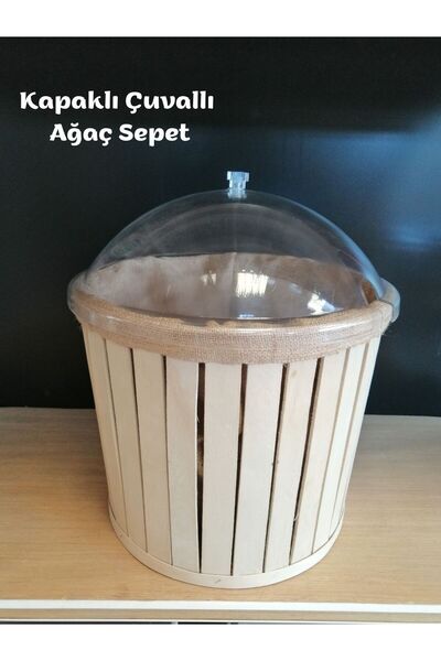 Özfiliz Mağaza Ekipmanları Dik Örme Otantik Ağaç Sepet Seti, Çuval ve Kapaklı...