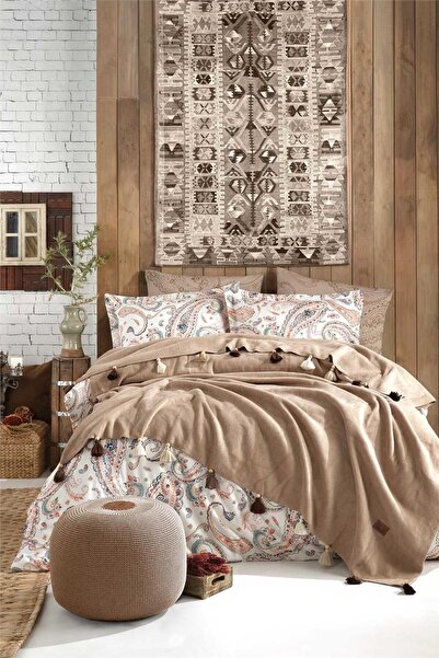 Lina Boho Chic Διπλό Με φούντες Σετ Παπλωματοθήκης Κουβέρτα τεμαχίων