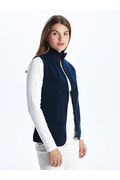LC Waikiki Women's High Collar Plain Fleece Vest