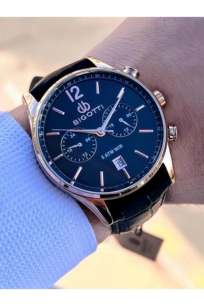 Bigotti TBG.1.105.10.5 Bigotti Leather Cord 5 ATM Waterproof Interior Functions Active Men's Wristwatch