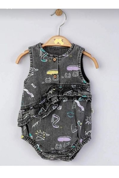 Esterella baby girl denim salopet/ ruffle detailed denim salopet/ baby girl salopet