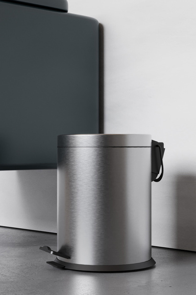 Zift Unique Stainless Steel Dustbin-5 Liter Trash Can with Satin Surface & Pedal & Shock Absorber and Inner Bucket
