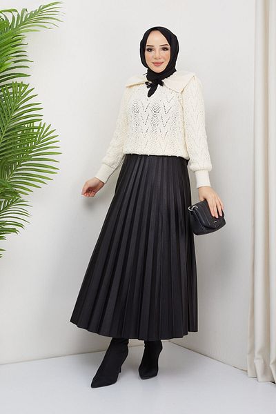 Pamuk Butik Pulover de damă cu guler cu perle