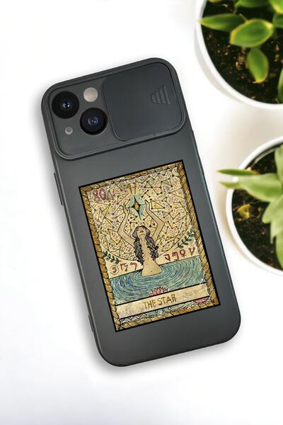 mooodcase iPhone 13 Uyumlu The Star Desenli Kamera Koruma Slider Kapaklı Silikonlu Telefon Kılıfı