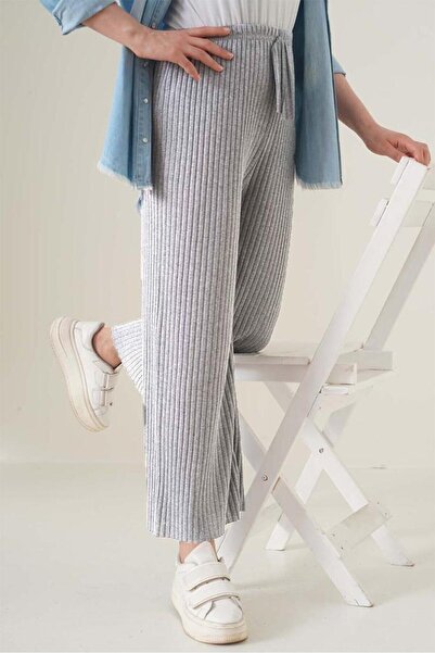 Karteks 3'Lü Gri Kadın Fitilli Rahat Pantolon & Eşofman, Gündelik Rahat Ev Giyim Pijama