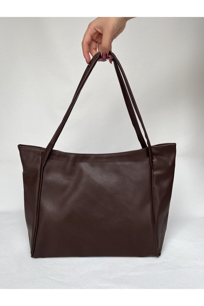 melecco Acı Kahve Shopper Evrak Okul İş Çantası Omuz Çantası Büyük Geniş Günl...