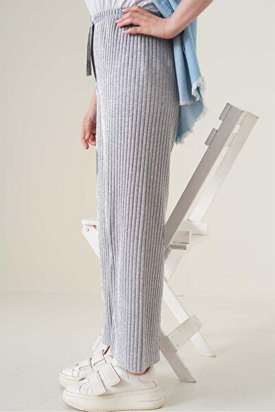 Karteks 3'Lü Gri Kadın Fitilli Rahat Pantolon & Eşofman, Gündelik Rahat Ev Giyim Pijama