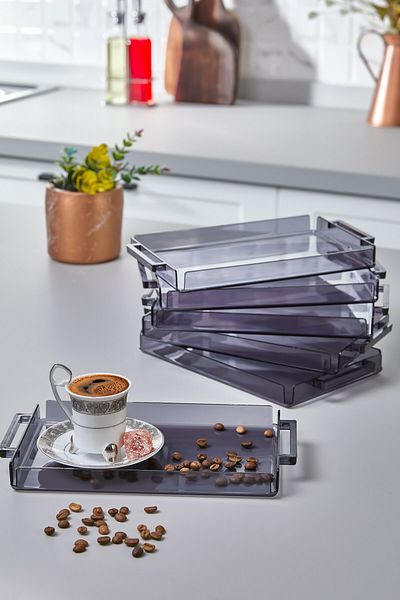 ASlife Home 6-Piece Acrylic Presentation Tray with Handles Decorative Tray